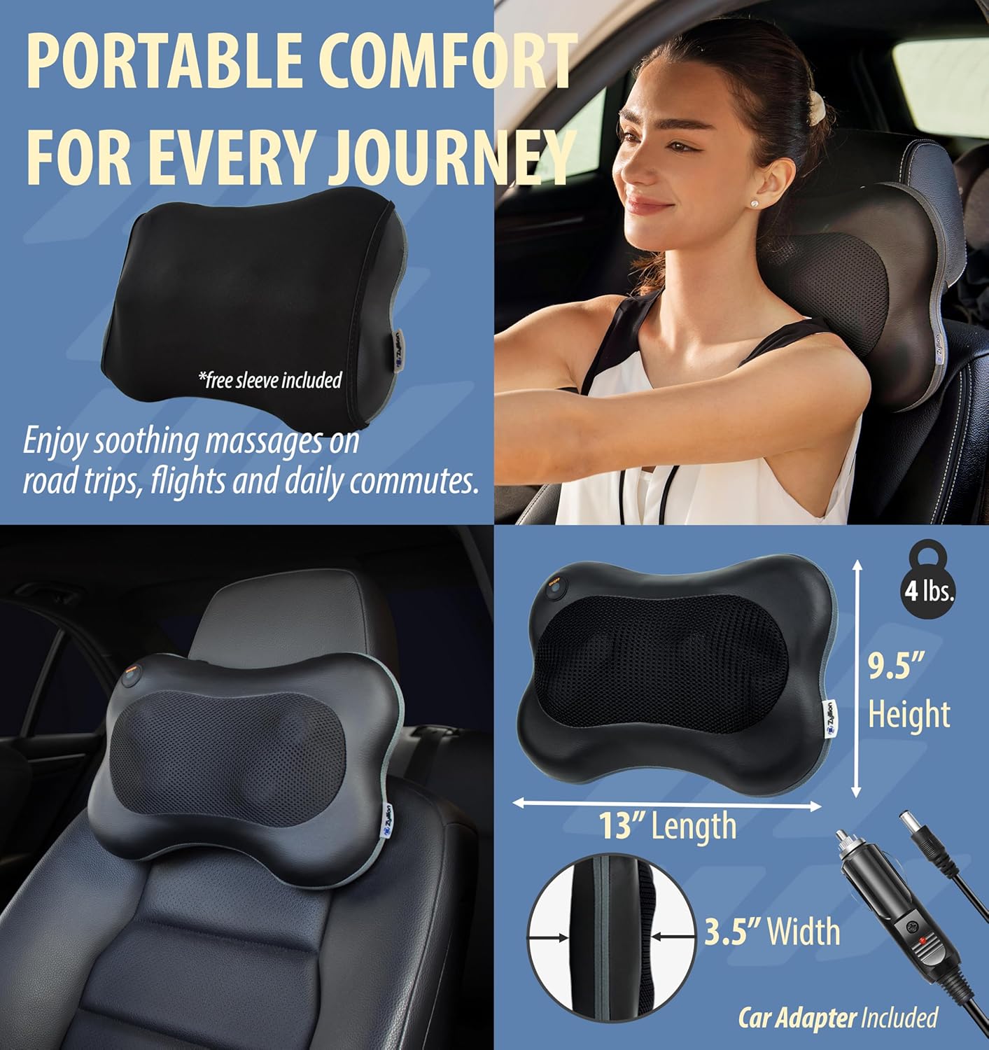 Neck & Back Massager I 3D Shiatsu with Heat encalife