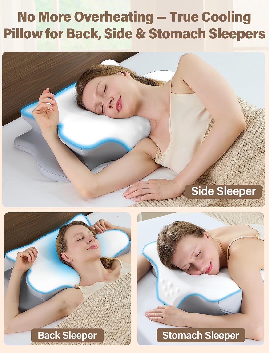 Side Sleeper Cervical Contour Memory Pillow encalife