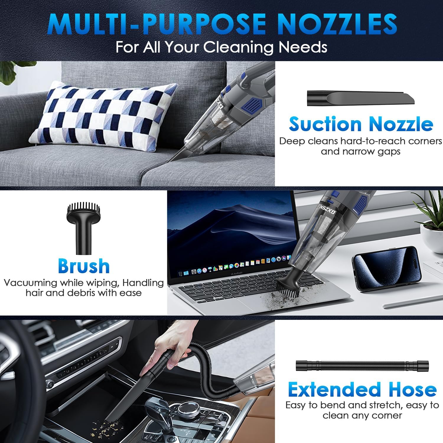 Cordless Handheld Car Vacuum Cleaner 15000Pa Powerful Suction encalife