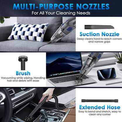 Cordless Handheld Car Vacuum Cleaner 15000Pa Powerful Suction encalife