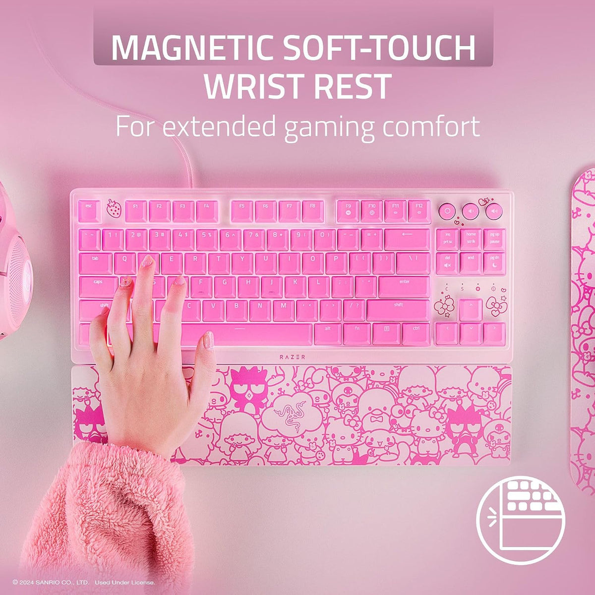 Gaming RGB Keyboard Low Profile Mechanical Pink encalife