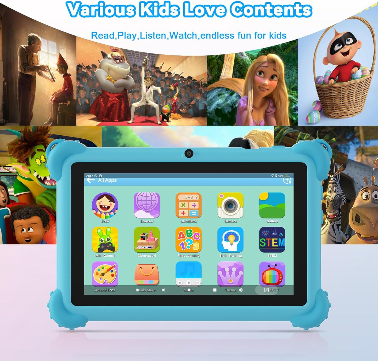 C Idea 7” Kids Tablet I Toddler Learning Tablet with Parental Controls encalife