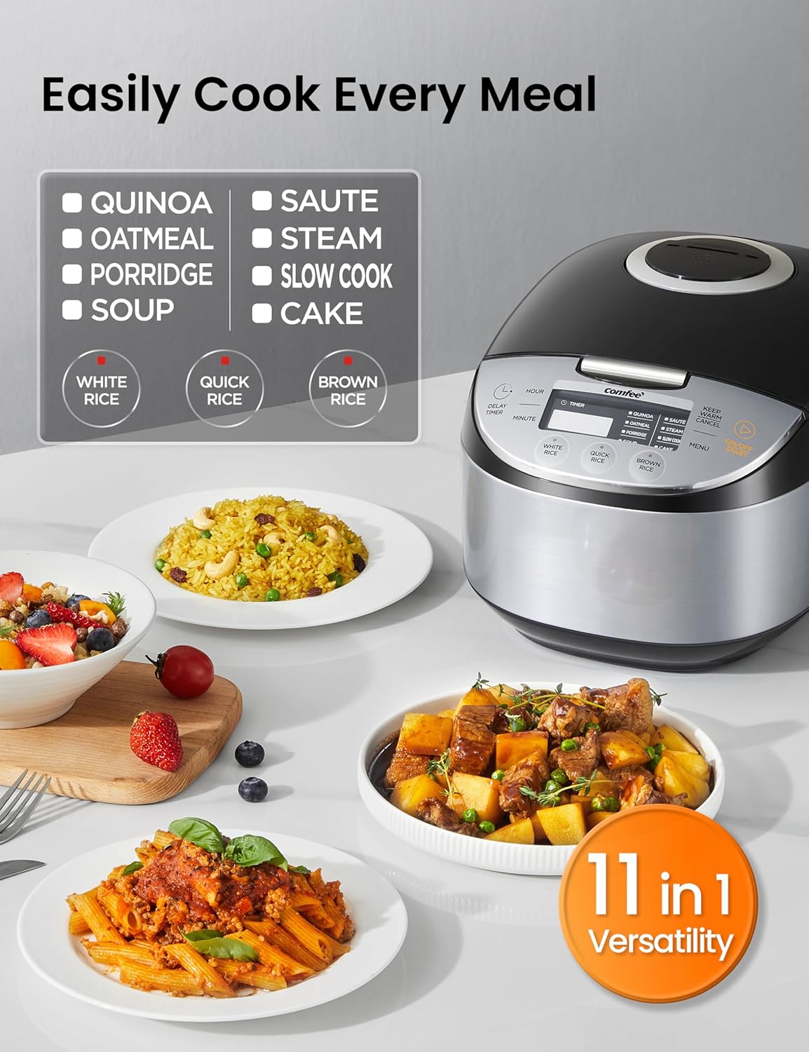 COMFEE Rice Cooker I 6-Cup Fuzzy Logic encalife