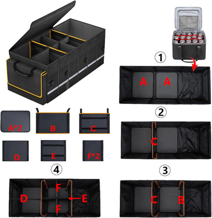 Collapsible Car Trunk Organizer with Removable Cooler encalife