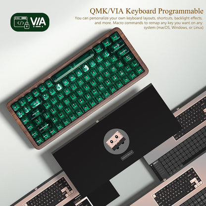 Gaming Mechanical Keyboard Wireless RGB Wooden Hot encalife