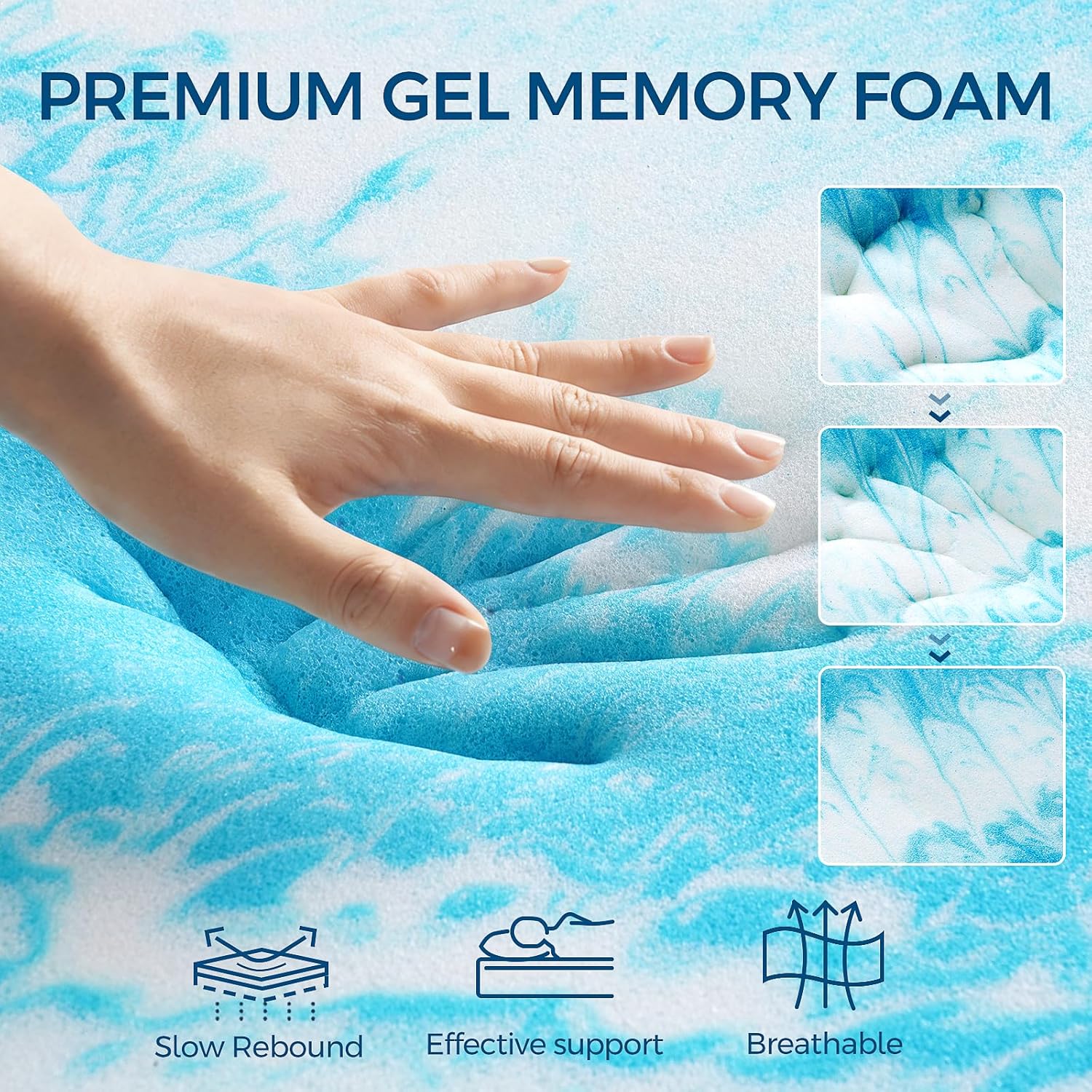 King Memory Foam Mattress Topper | 4 Inch Gel Pillow Top encalife