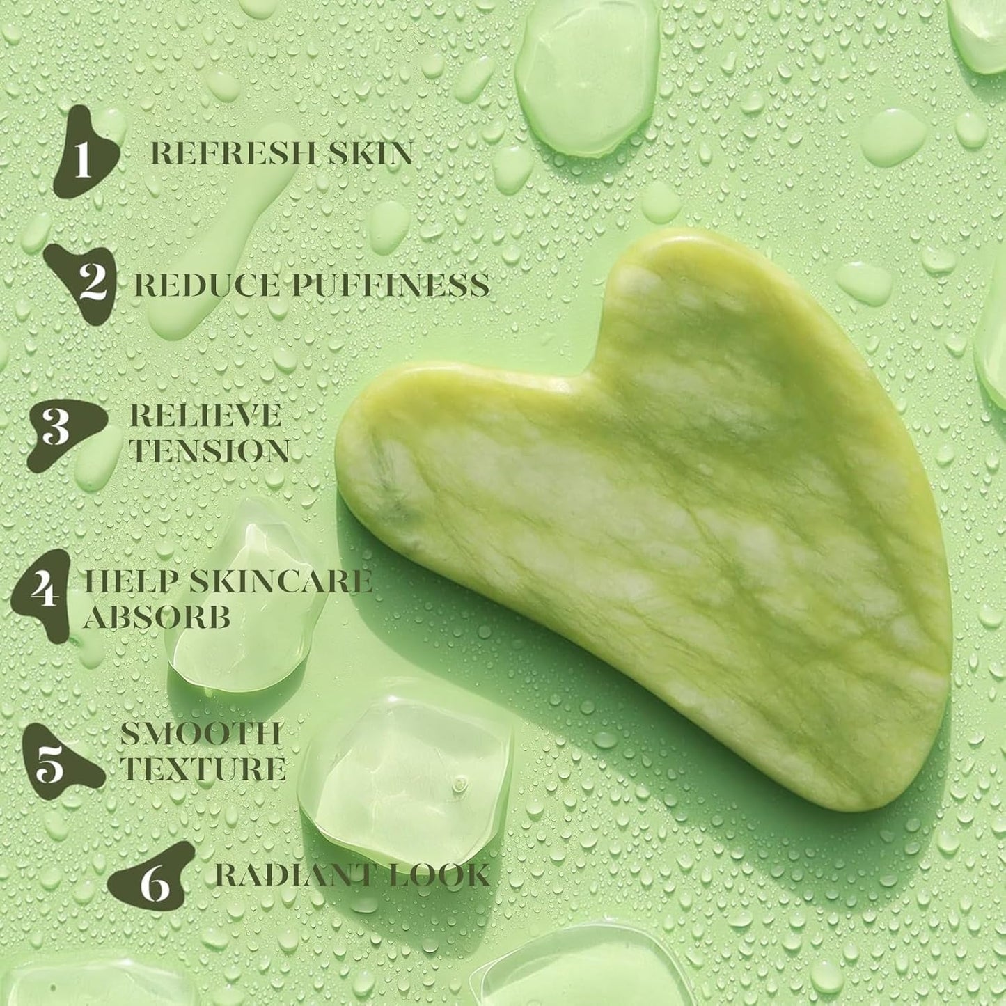 Jade Roller Gua Sha Facial Massage Beauty Set encalife
