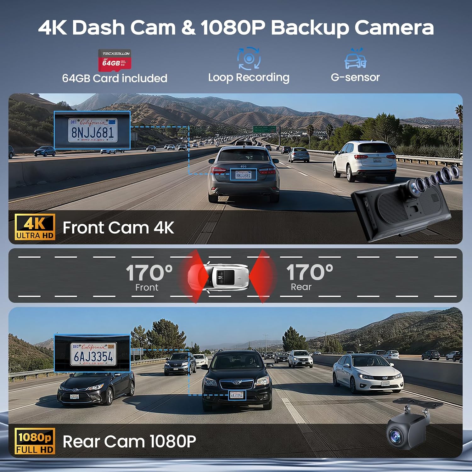 10.26 Inch Wireless Carplay Screen With Dash Camera encalife