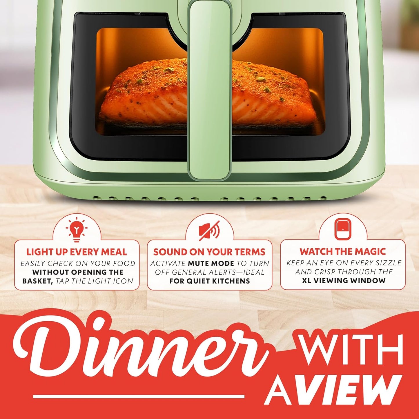 Digital Air Fryer I Window & Light I Green encalife