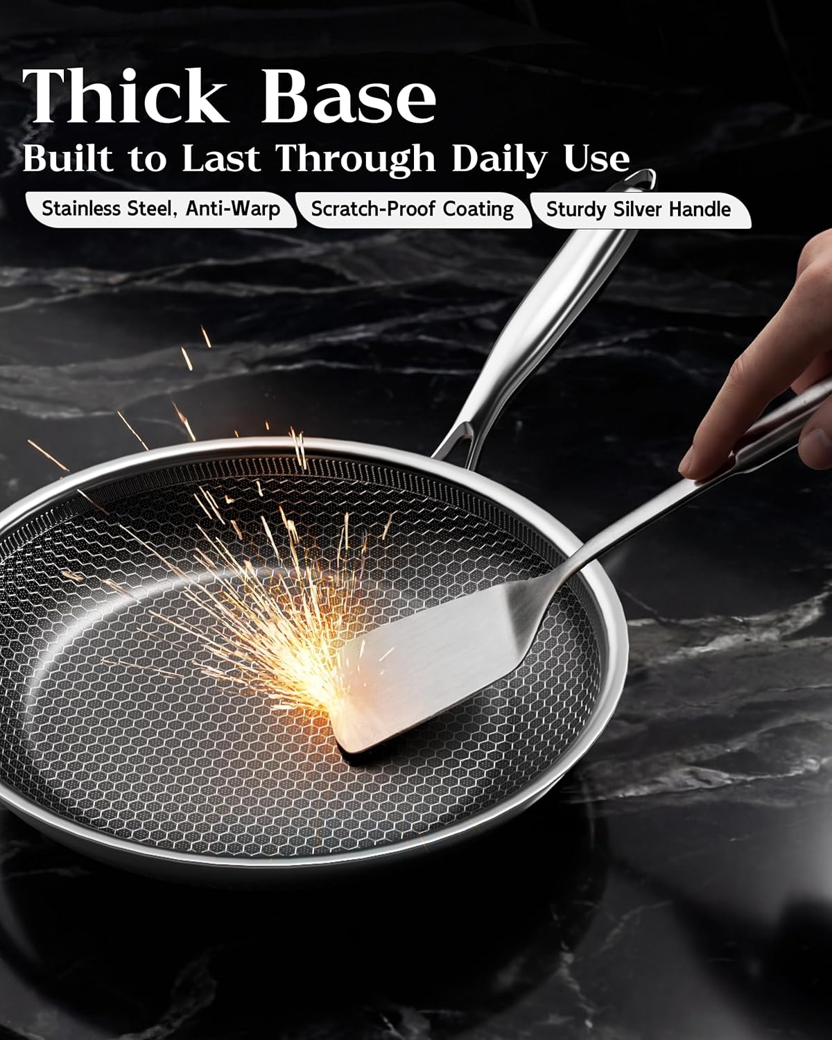 Non-Stick 10-Inch Stainless Steel Pan With Lid encalife