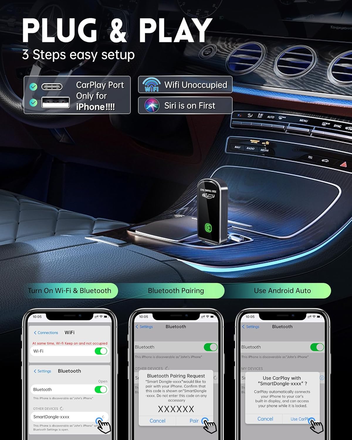 Wireless CarPlay Adapter | CarPlay Dongle Plug encalife