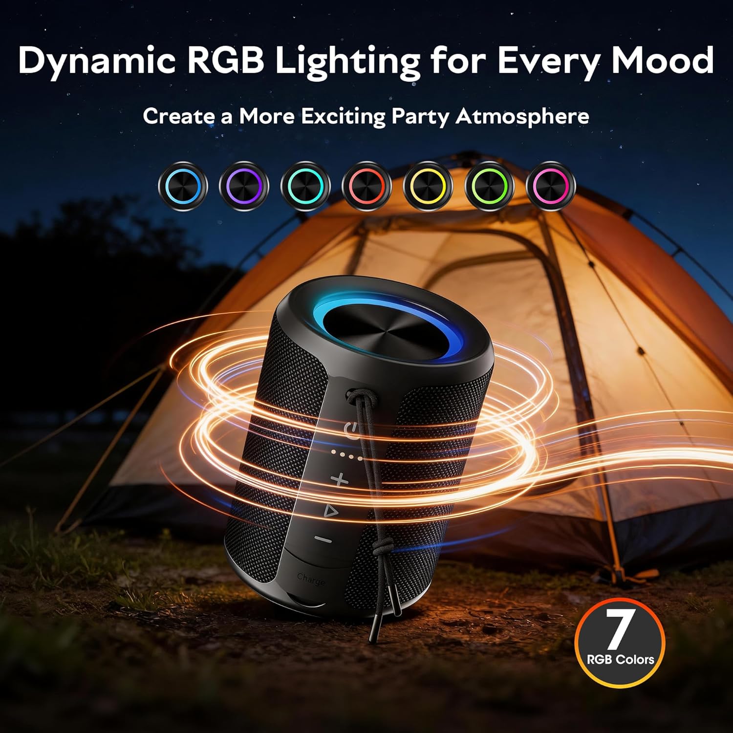 Waterproof 20W Bluetooth Speaker With Party Lights encalife