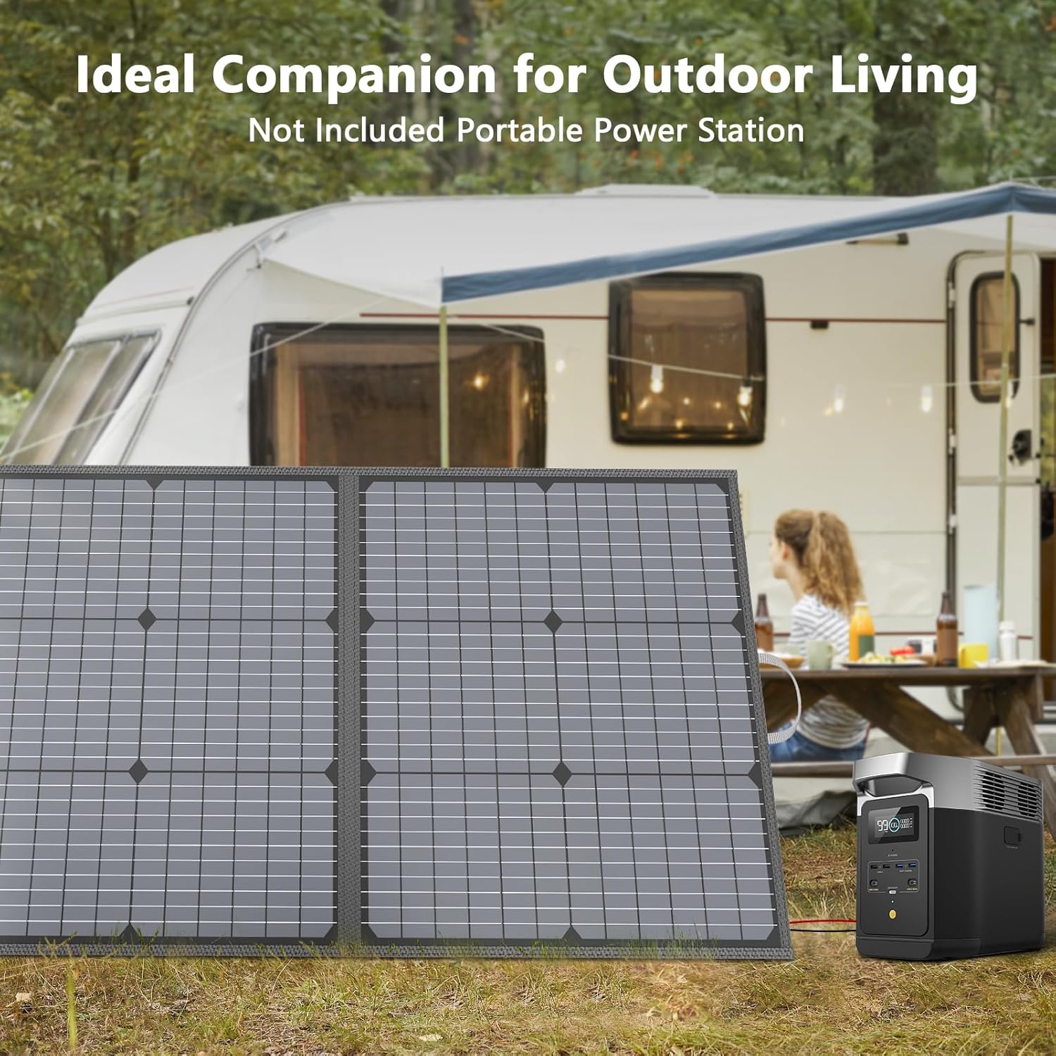 110W Foldable Solar Panel Charger for Camping I RV encalife