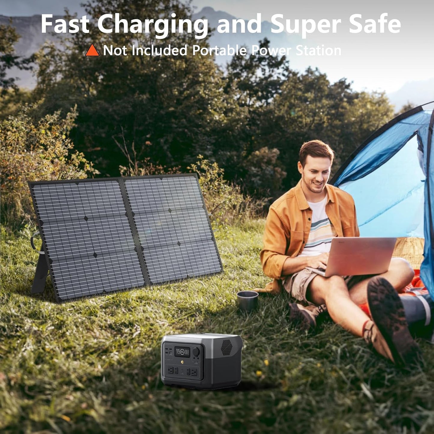 110W Foldable Solar Panel Charger for Camping I RV encalife