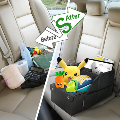 Foldable Car Seat Organizer with Cup Holders encalife