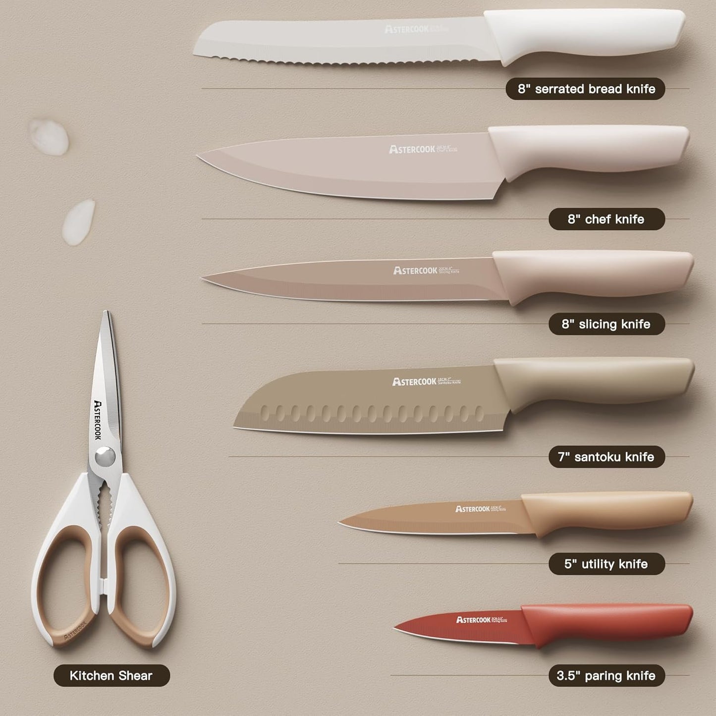 EncaLife 13-Piece Kitchen Knife Set – Stainless Steel Chef Knives with Blade Guards encalife