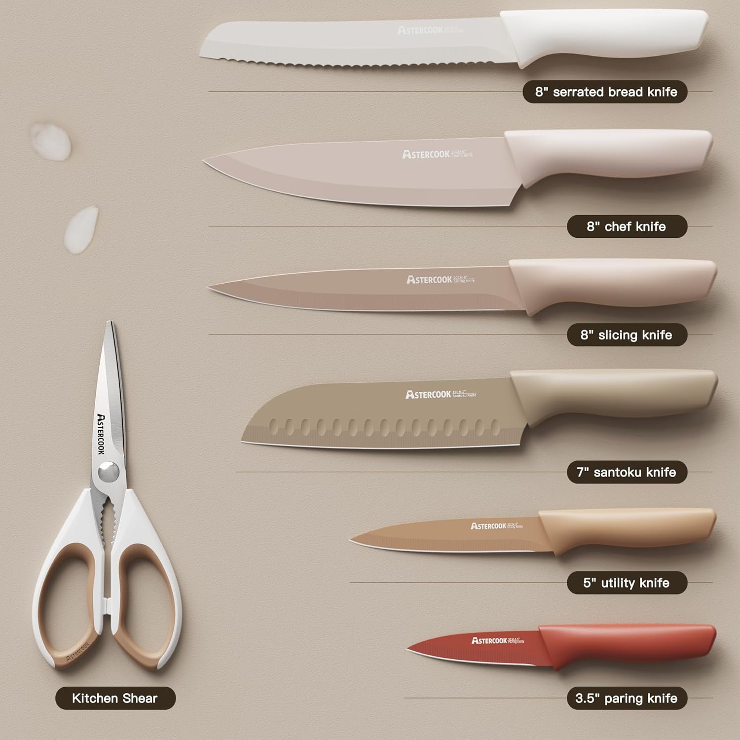 EncaLife 13-Piece Kitchen Knife Set – Stainless Steel Chef Knives with Blade Guards encalife