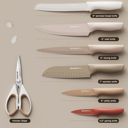 EncaLife 13-Piece Kitchen Knife Set – Stainless Steel Chef Knives with Blade Guards encalife