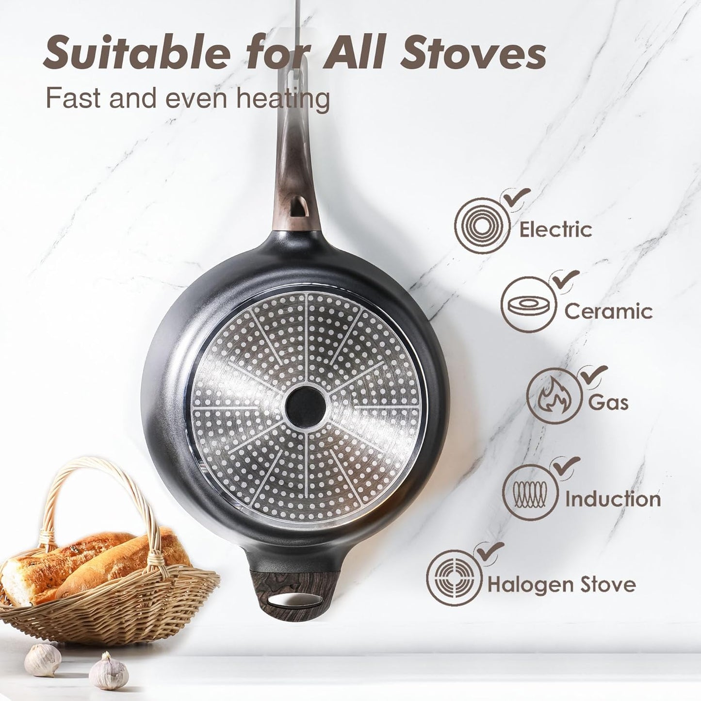 Nonstick Frying Pan I SENSARTE 12 Inch encalife