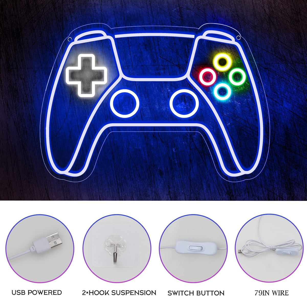 Gamepad Neon Sign for RGB Lighting Setups encalife