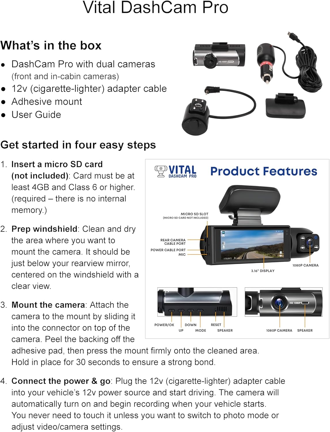 FHD Dash Cam I Front and Rear for Cars Night Vision encalife