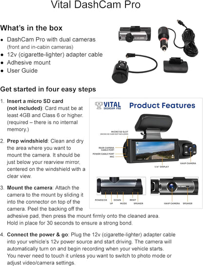FHD Dash Cam I Front and Rear for Cars Night Vision encalife