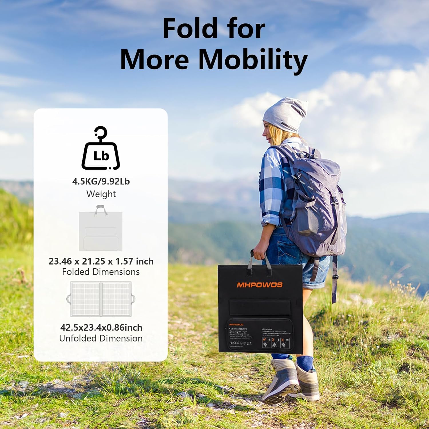 110W Foldable Solar Panel Charger for Camping I RV encalife