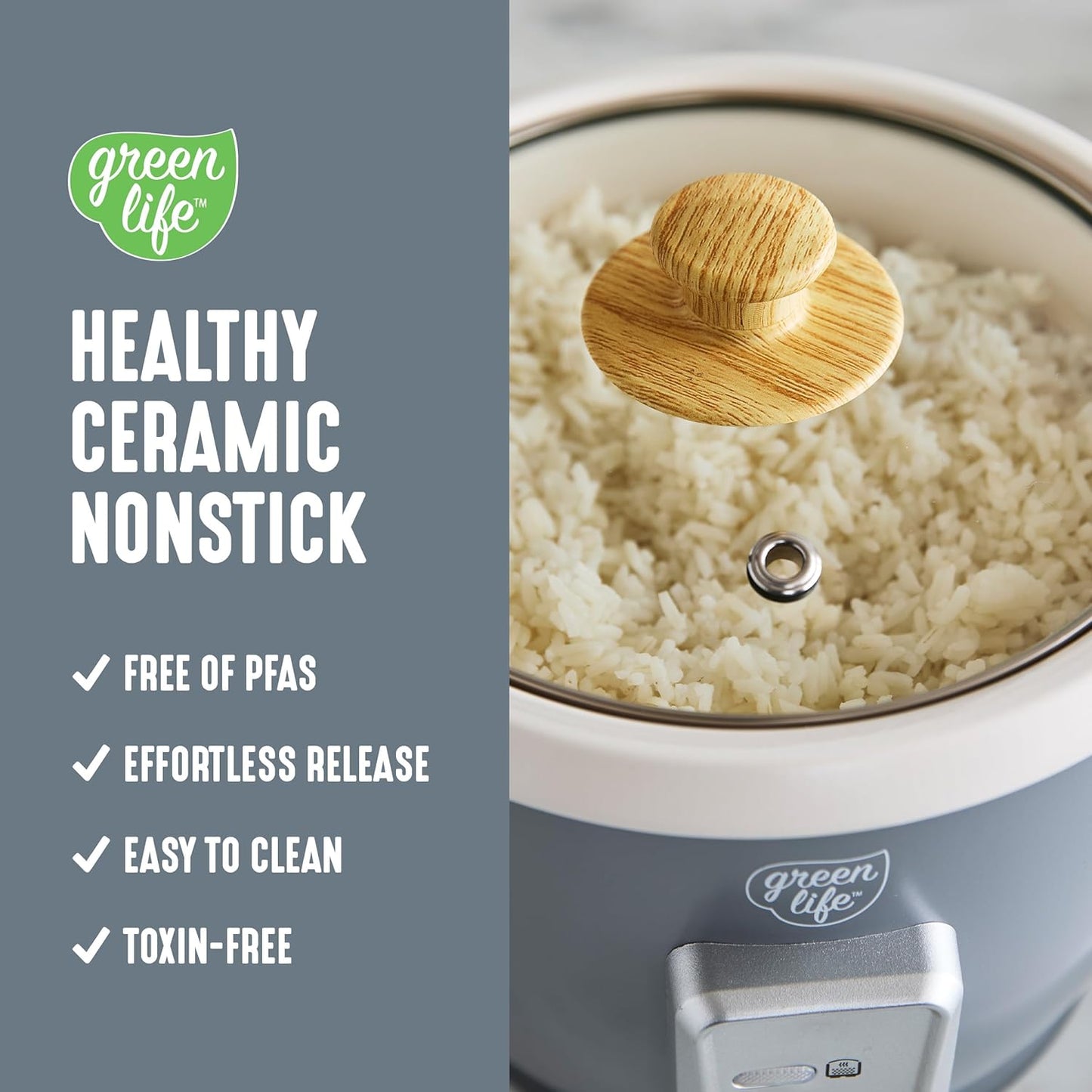RICE COOKER I GreenLife 3-Cup Ceramic encalife