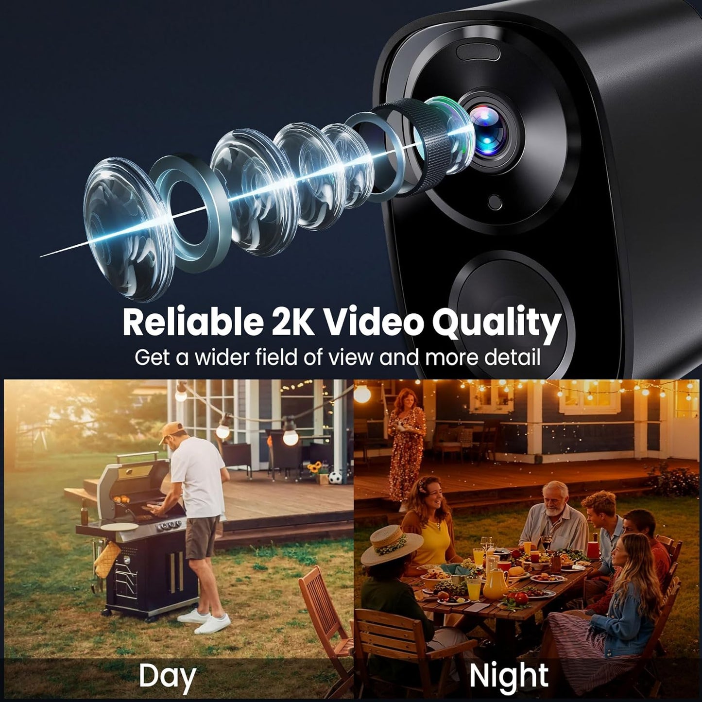 Security Camera I 2K UHD Wireless Outdoor with Night Vision encalife