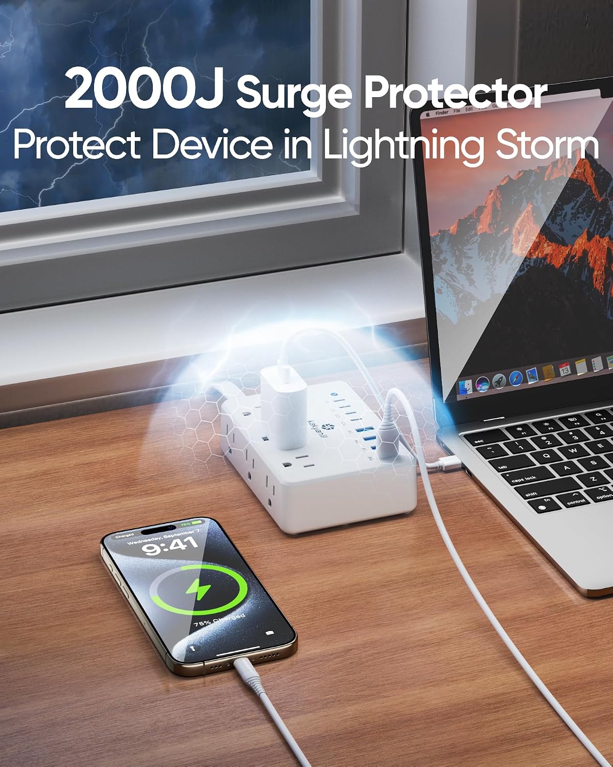 100W 14-in-1 USB-C Surge Protector Power Strip encalife