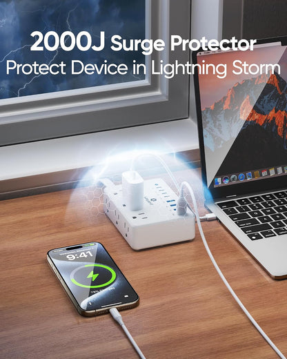 100W 14-in-1 USB-C Surge Protector Power Strip encalife