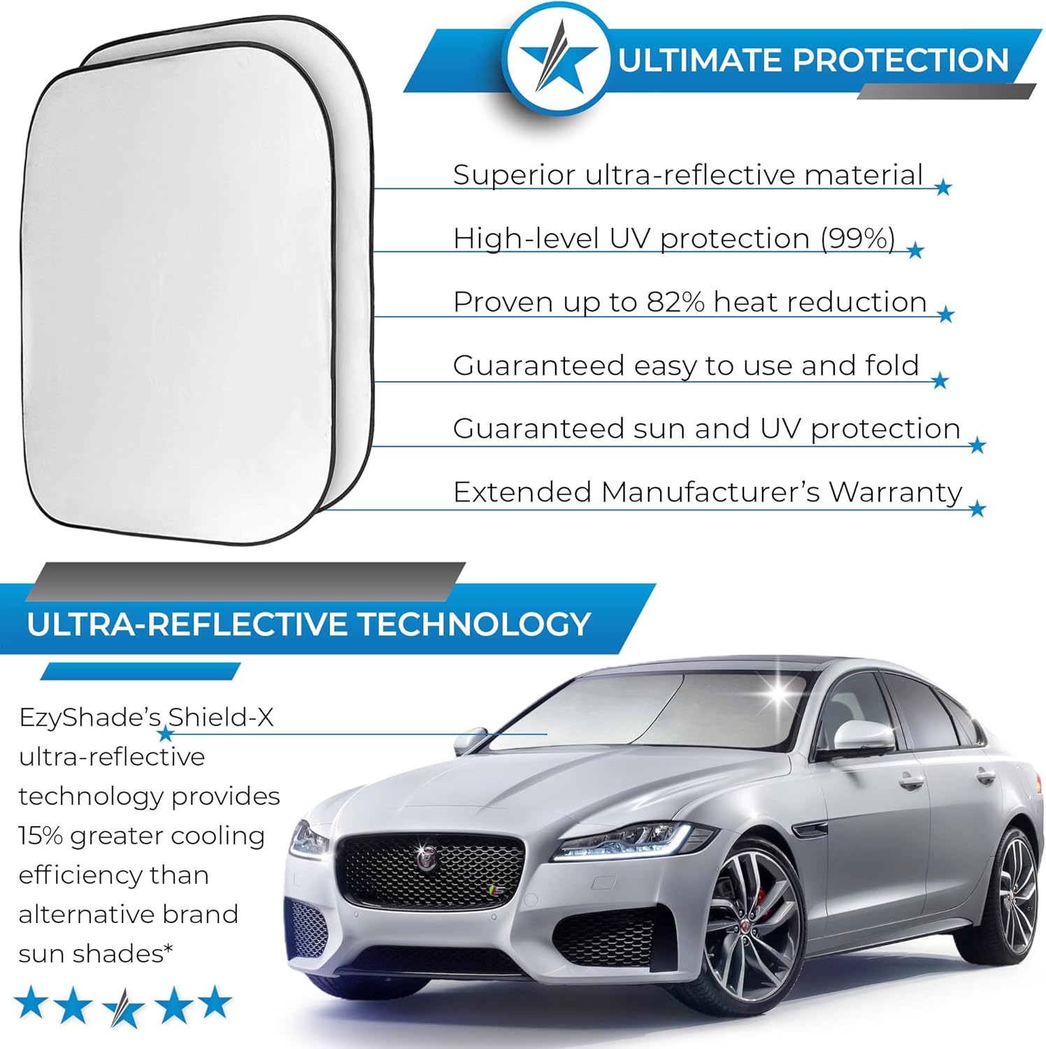 2-Piece Foldable Windshield Sun Shade Reflector Universal encalife