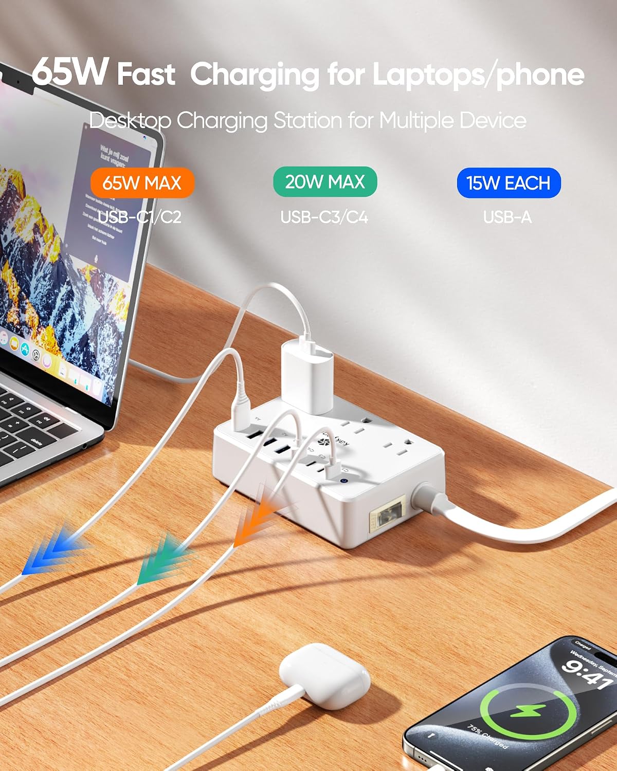 100W 14-in-1 USB-C Surge Protector Power Strip encalife