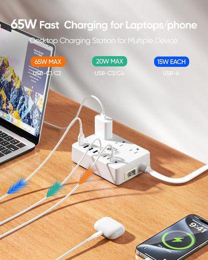 100W 14-in-1 USB-C Surge Protector Power Strip encalife