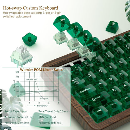 Gaming Mechanical Keyboard Wireless RGB Wooden Hot encalife