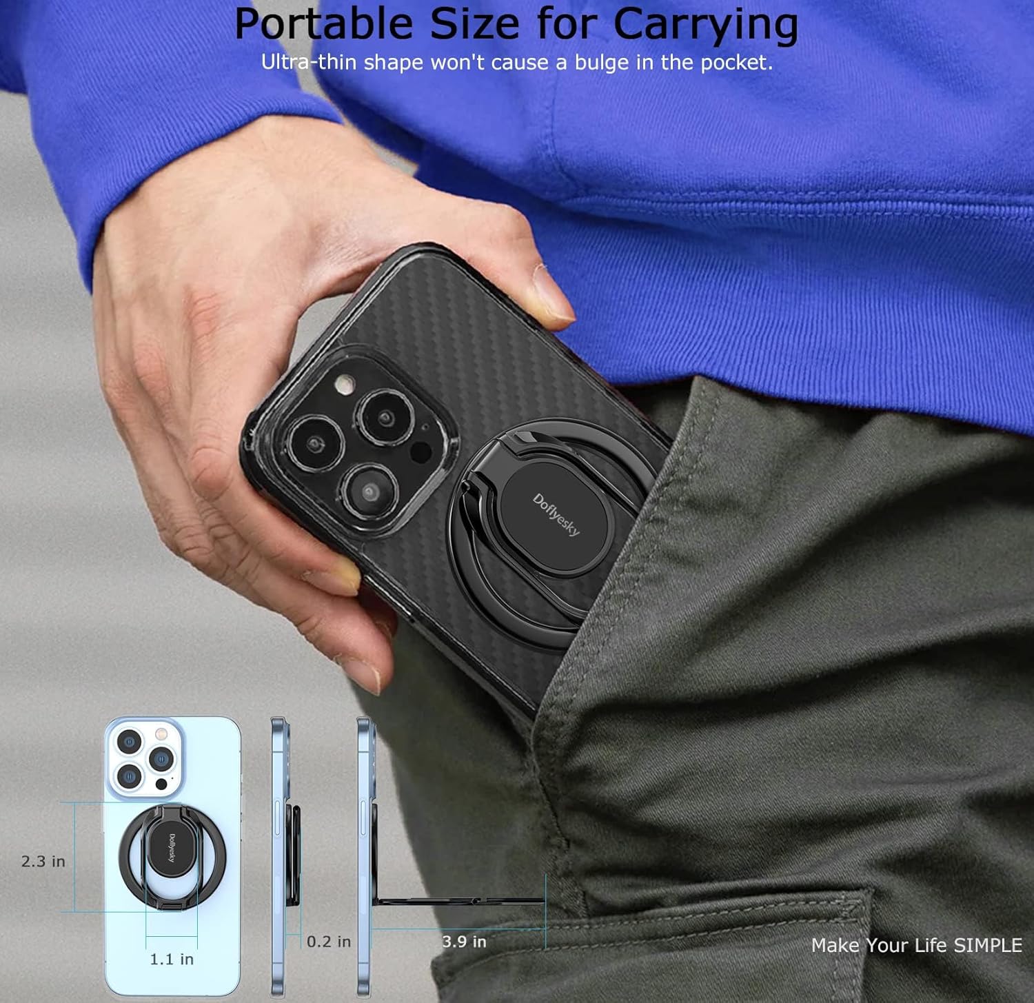 Powerful Double-Magnetic MagSafe-Compatible Phone Ring Grip Stand encalife