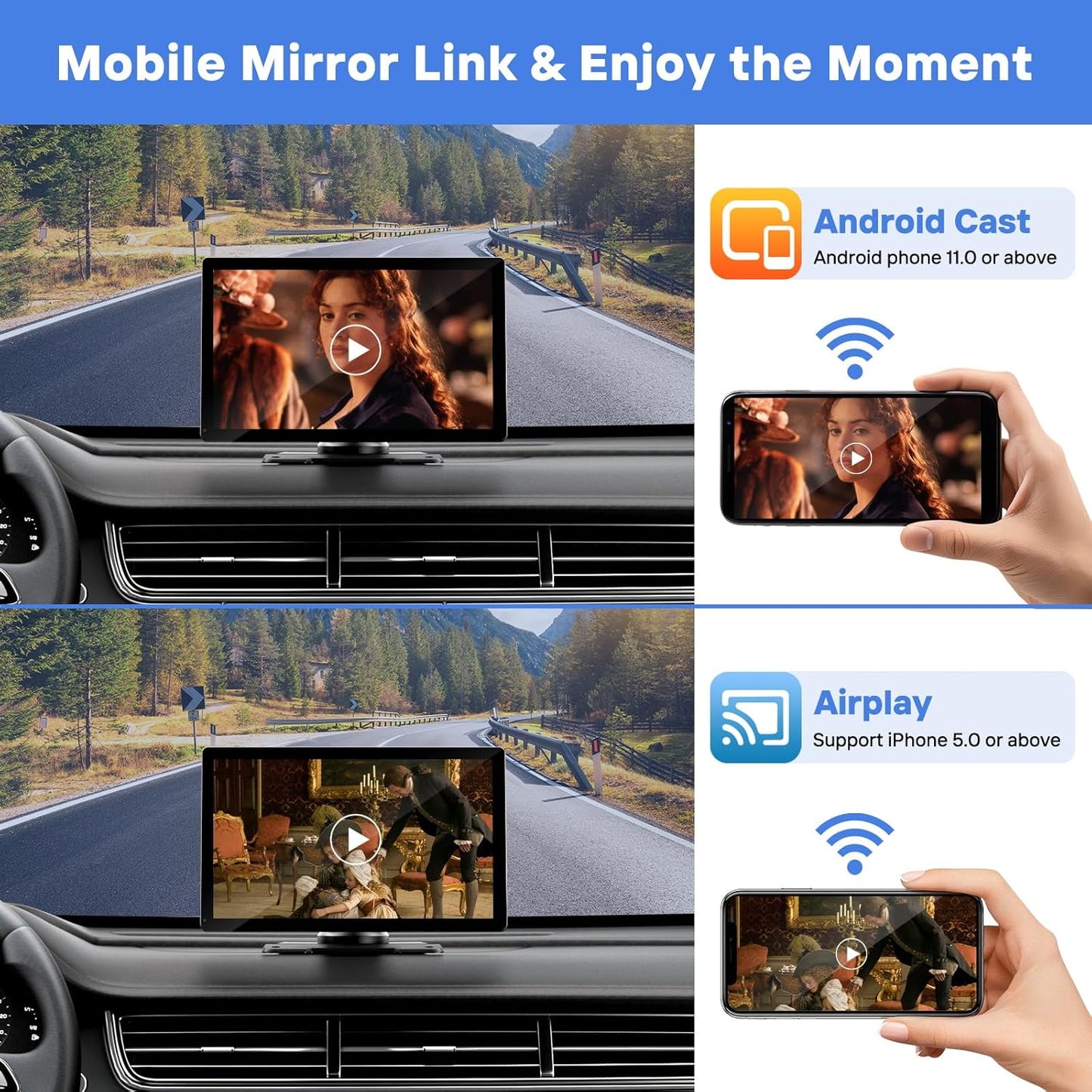 9 Inch Wireless Carplay Screen With Backup Camera encalife