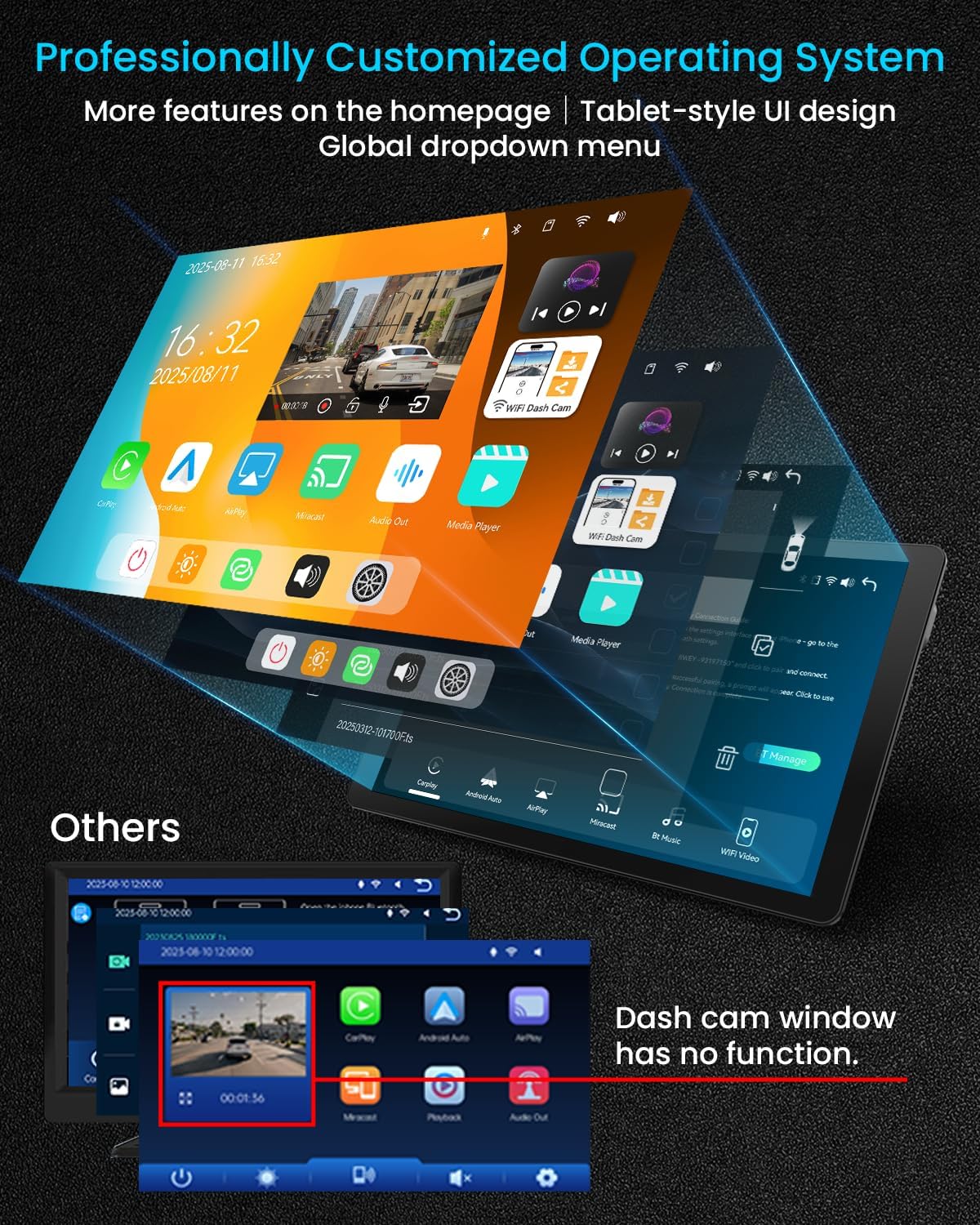 11 Inch Wireless Carplay Screen With Dash Camera encalife