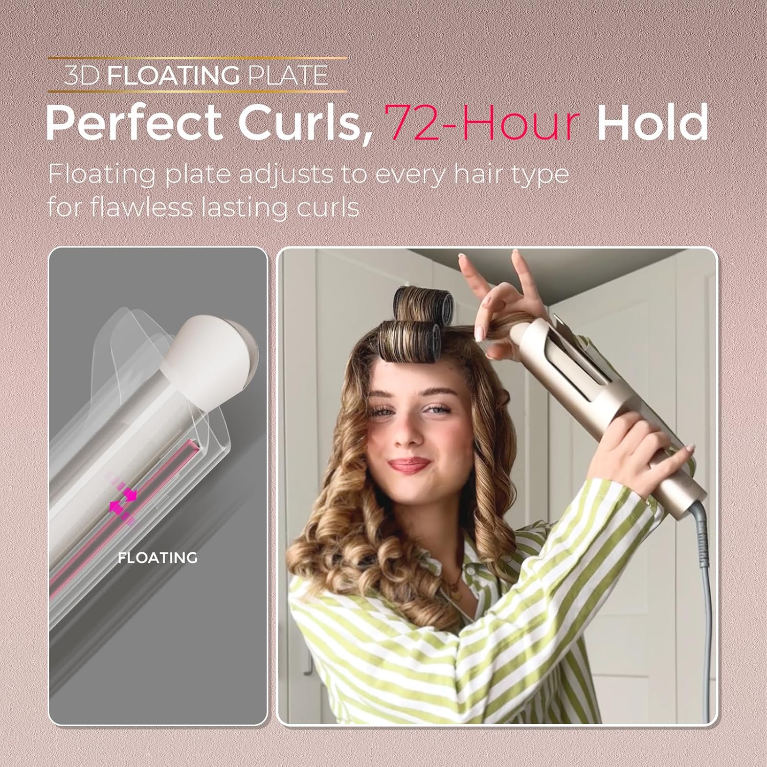 Automatic Curling Iron | TYMO Rapid Heating Rotating Hair Curler encalife