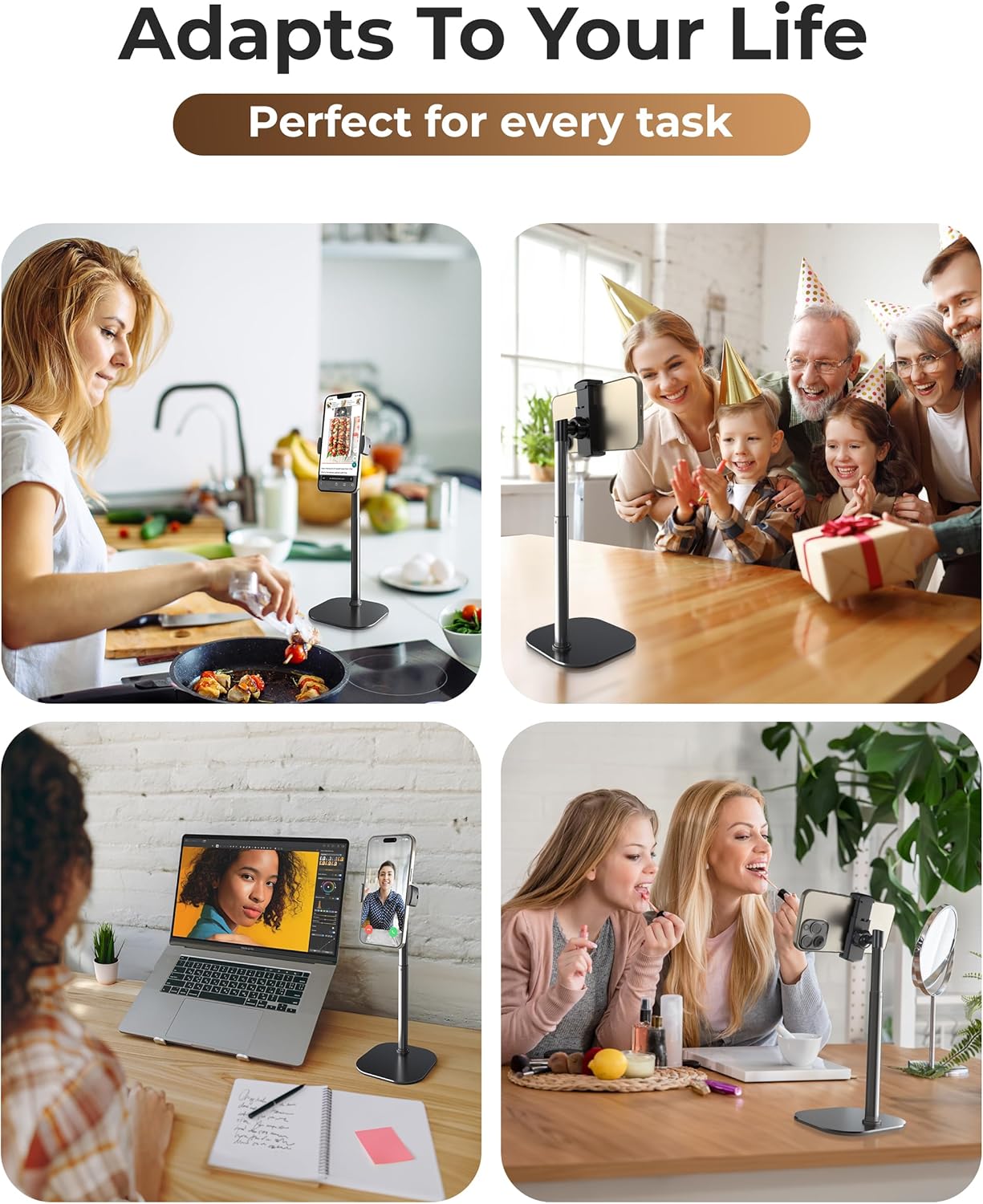 Mobile Stand Adjustable Recording Desk Tripod Phone Holder encalife