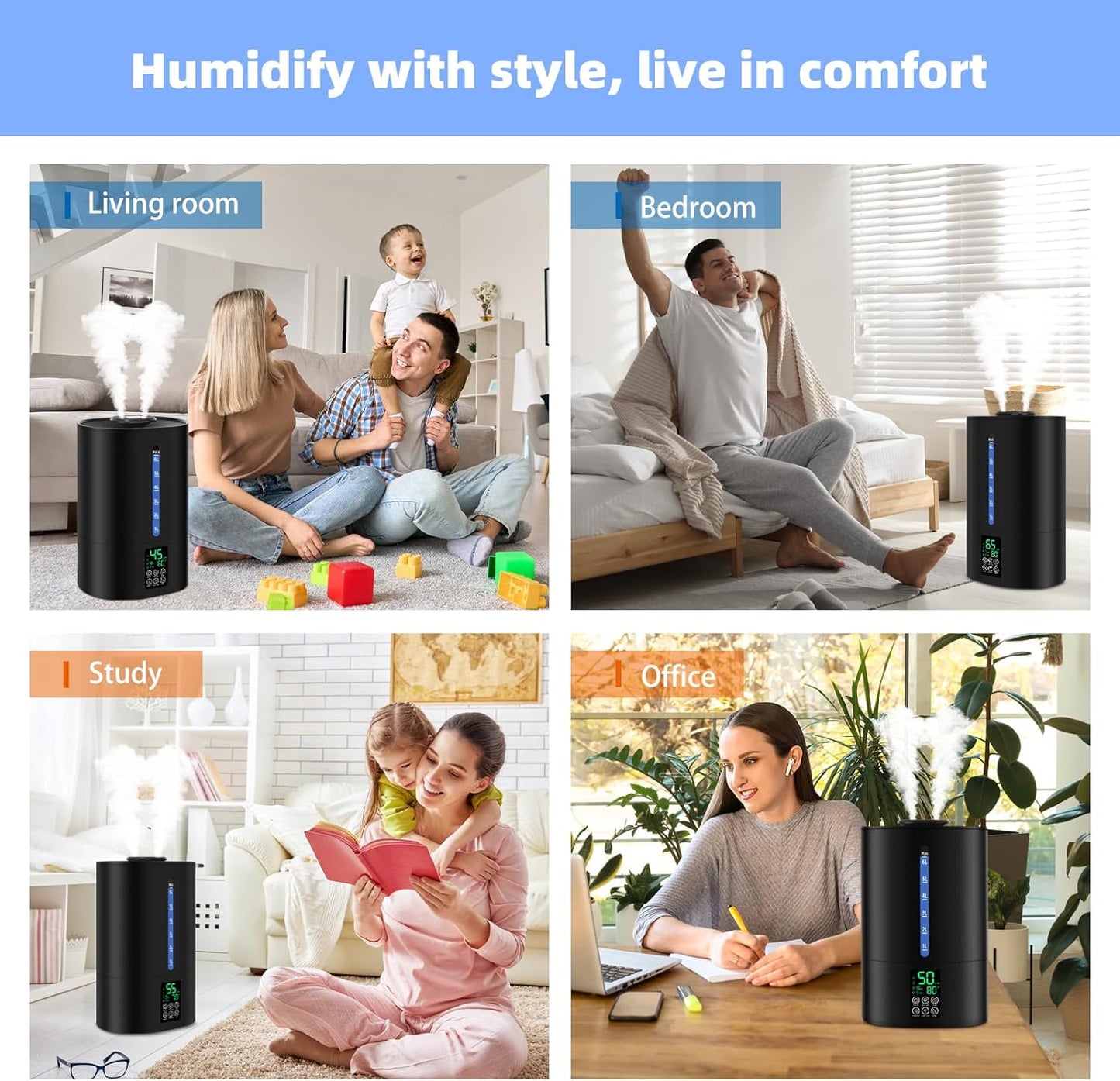 Warm & Cool Mist Humidifier | 6L Capacity | With Essential Oil Diffuser encalife