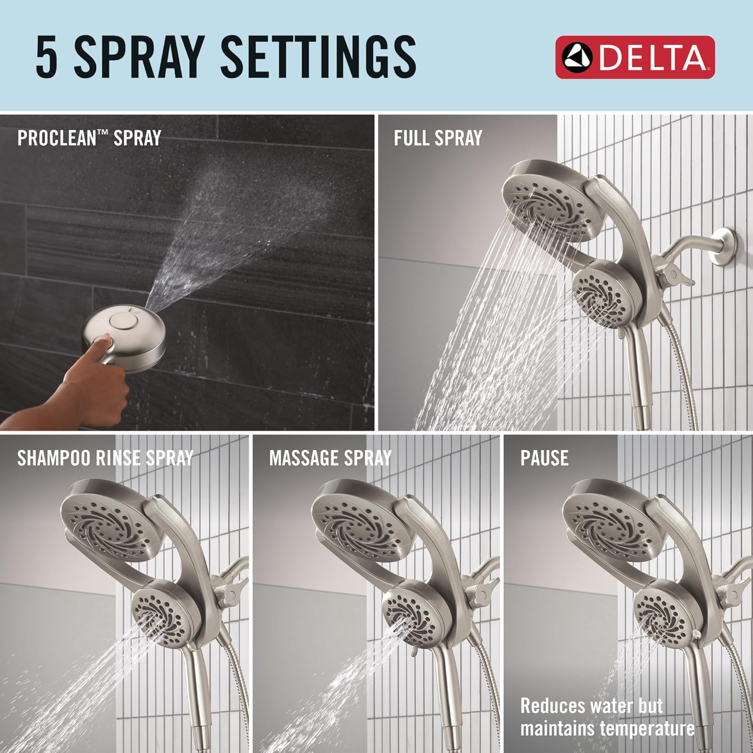 Brushed Nickel Dual I Shower Head encalife