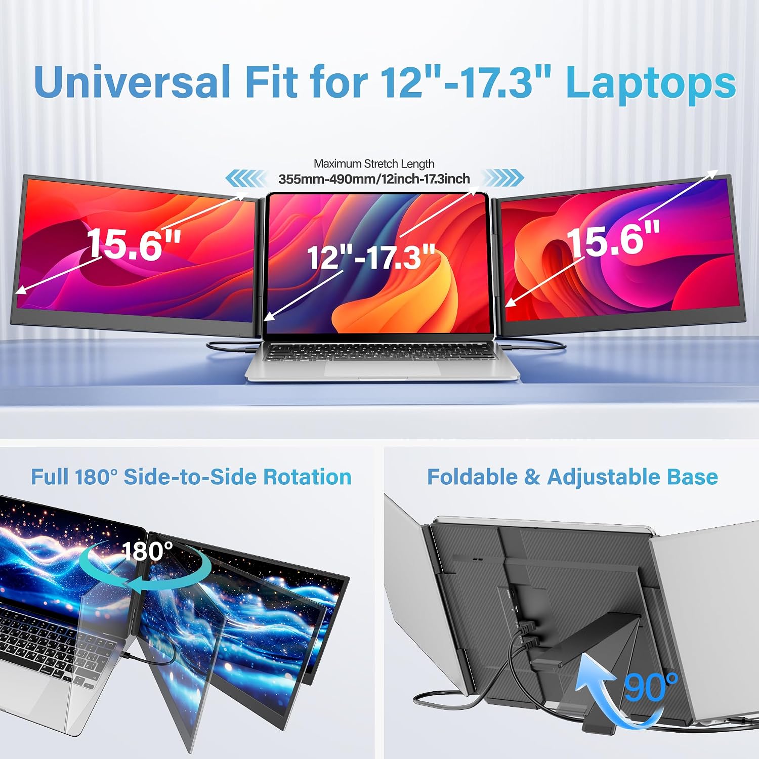 15.6-Inch Triple Laptop Screen Extender Portable Monitor encalife