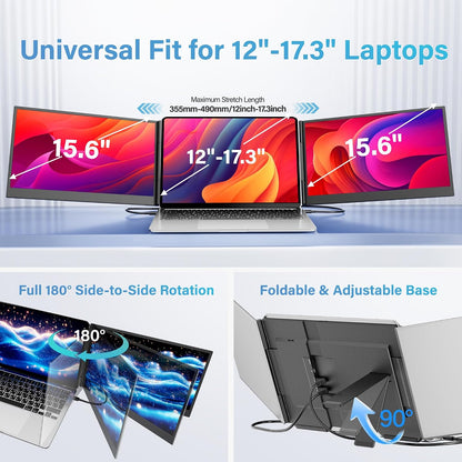 15.6-Inch Triple Laptop Screen Extender Portable Monitor encalife