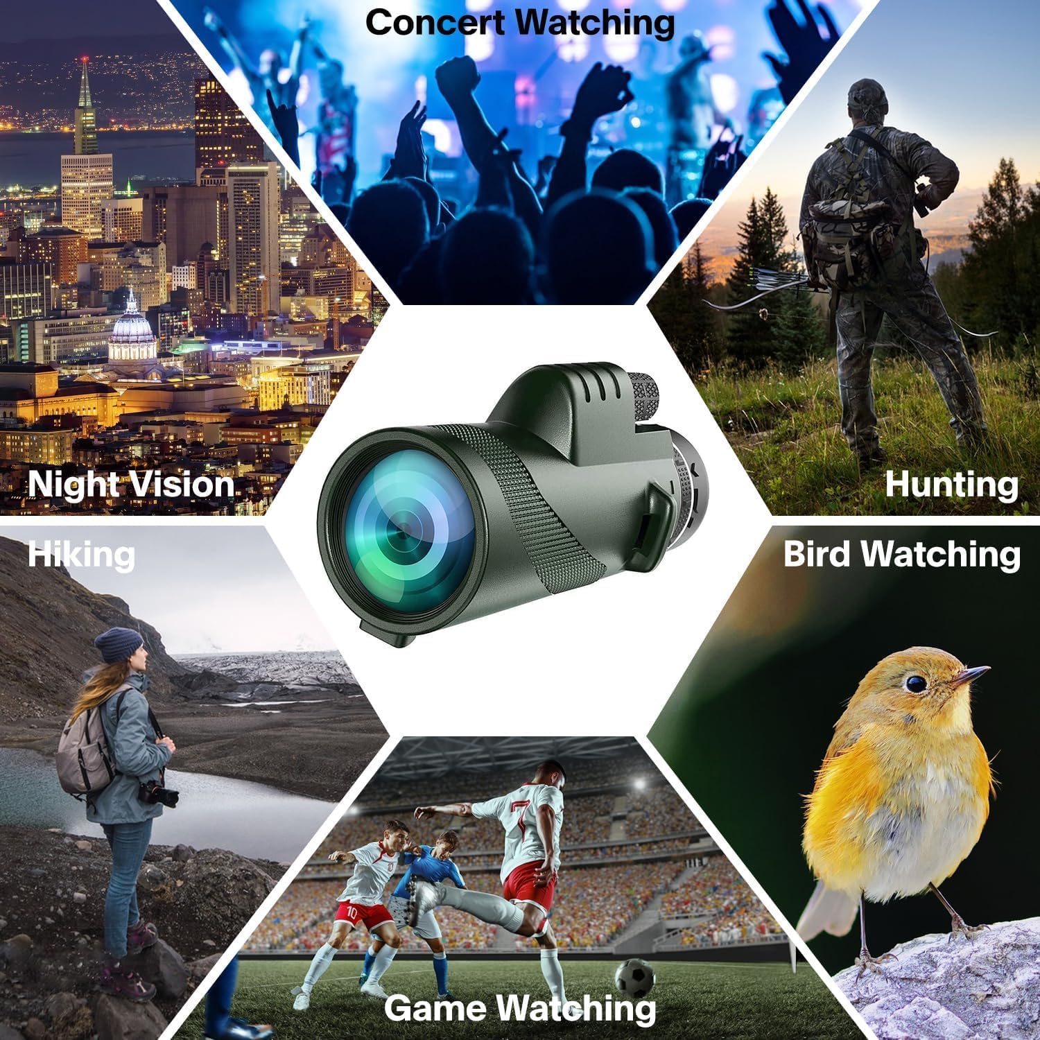 80x100 HD Monocular Telescope with Tripod &amp; Phone Adapter encalife