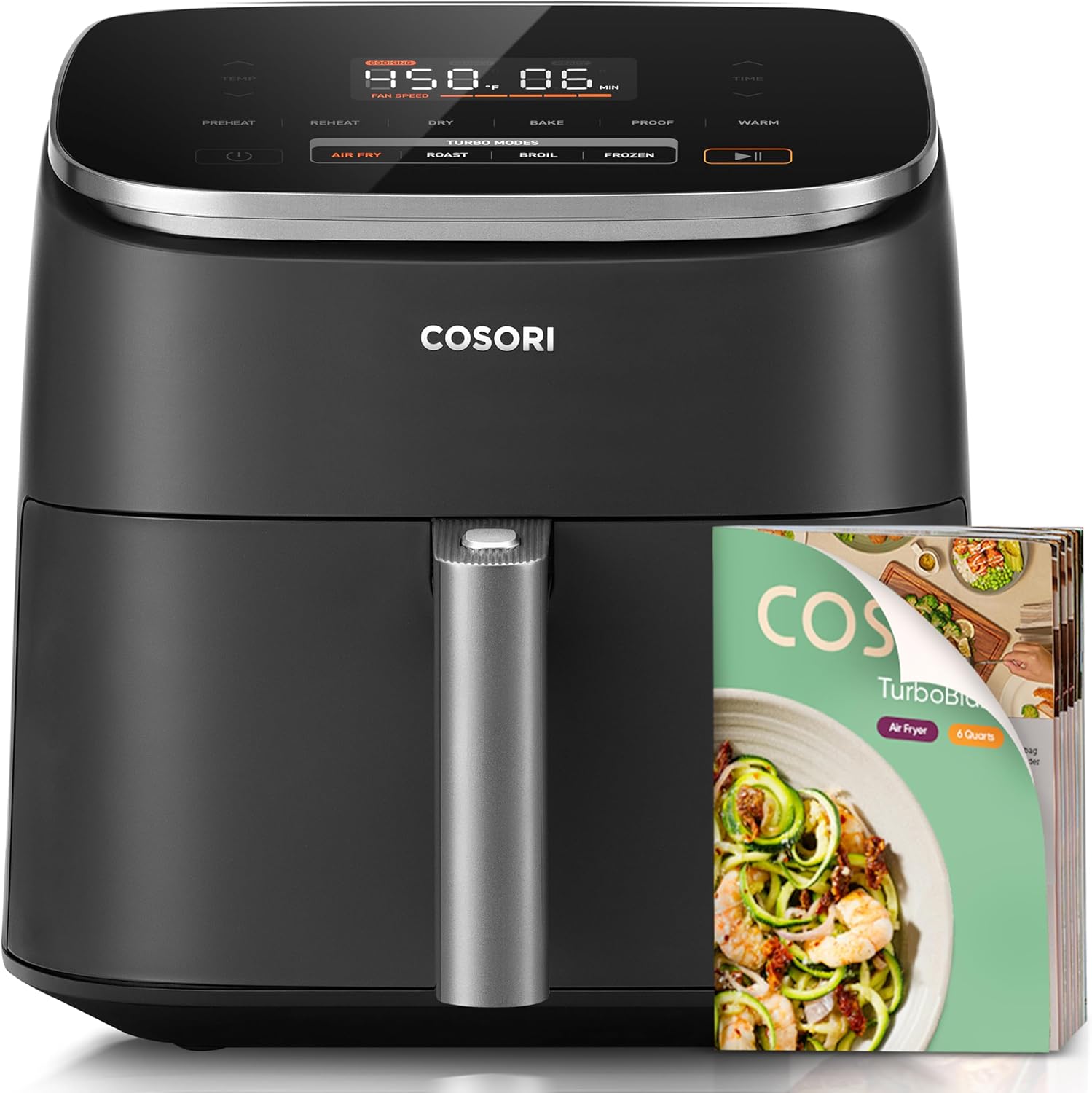 6-quart 9-in-1 ceramic coated high-speed air fryer with square basket