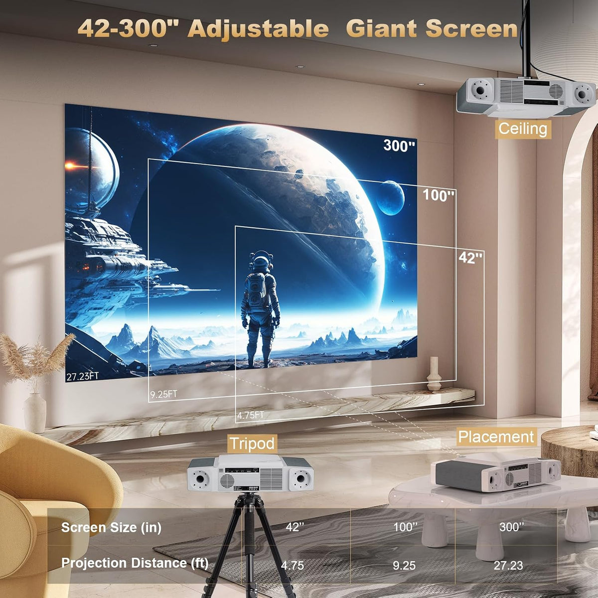 Smart 1080P Bedroom Projector encalife