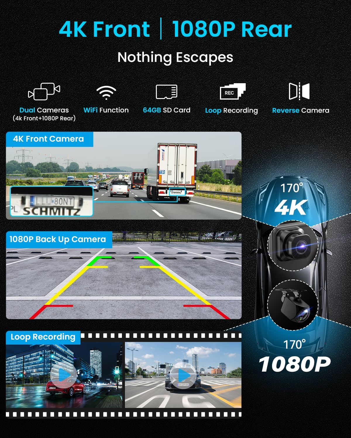 11 Inch Wireless Carplay Screen With Dash Camera encalife