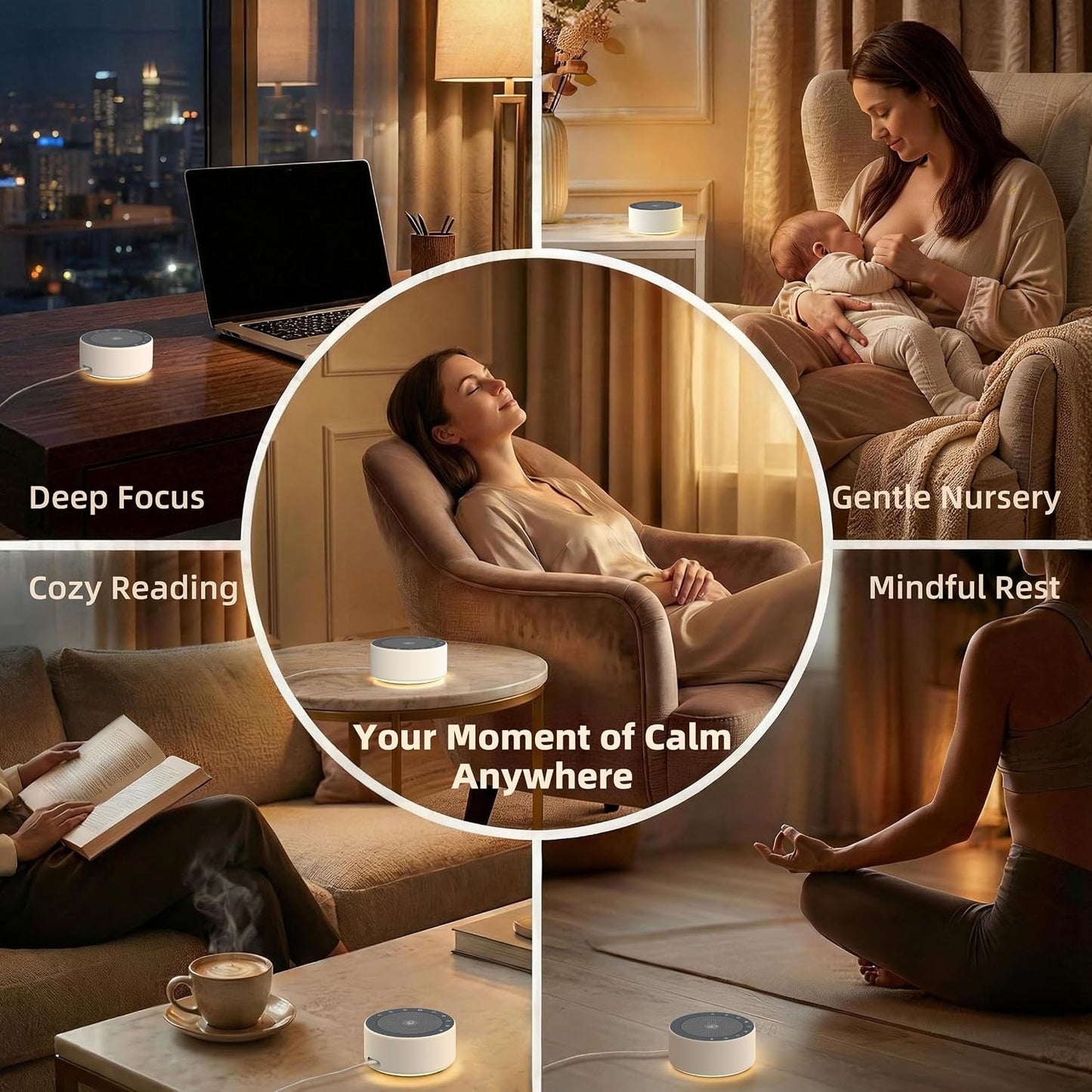 White Noise Machine Night Light for Sleeping encalife