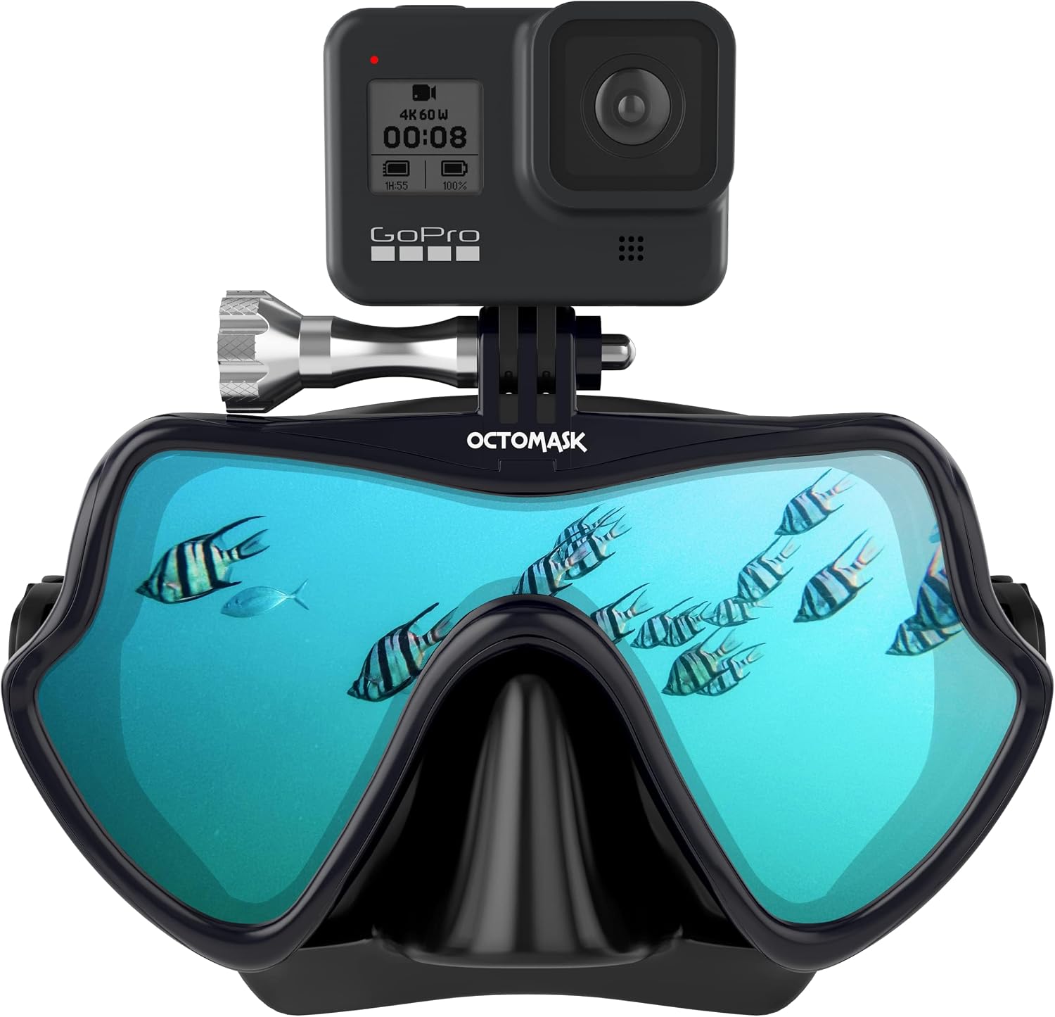 Low volume snorkeling mask with camera mount